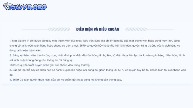 Điều kiện tham gia và nhận khuyến mãi 5679
